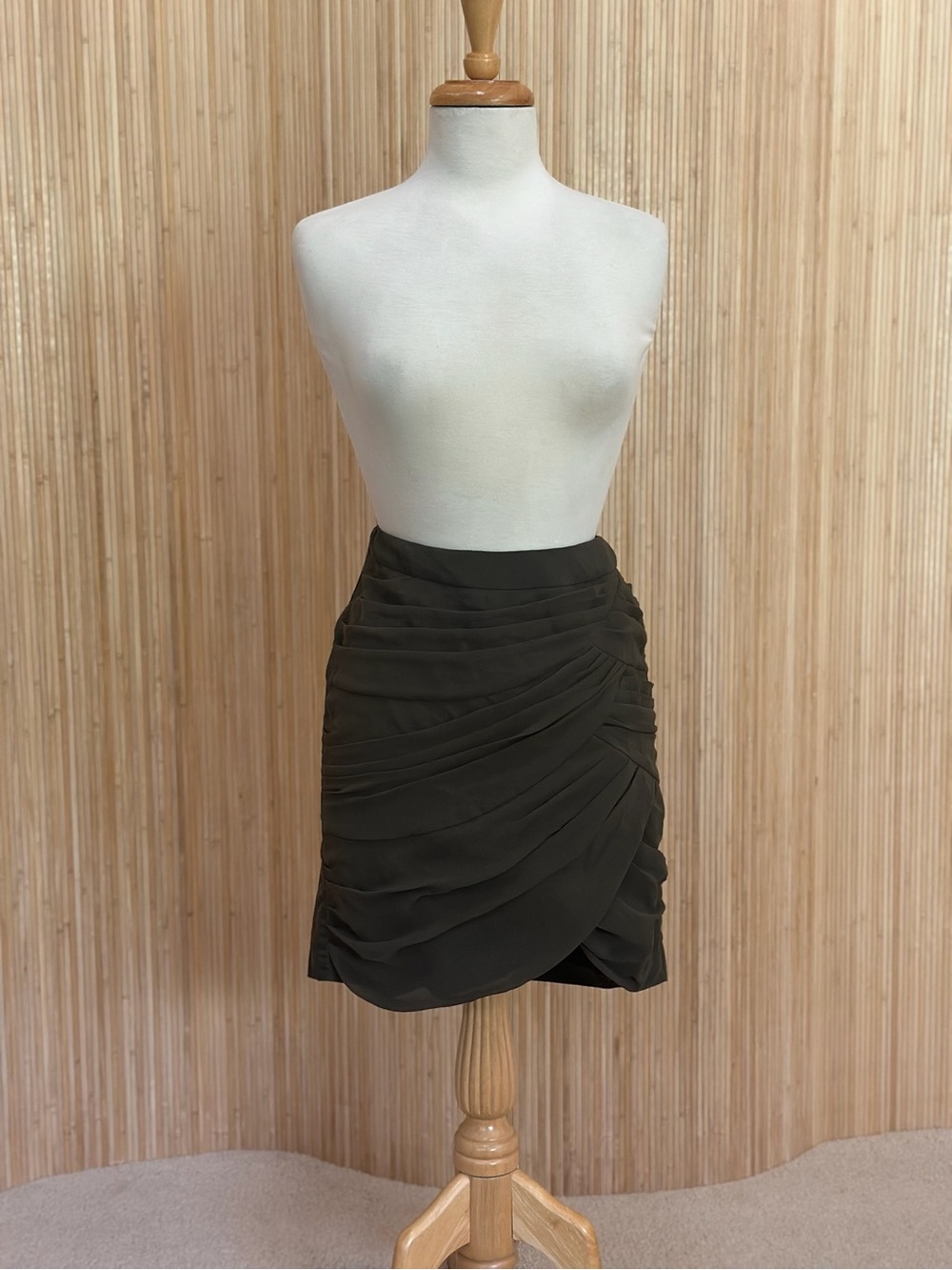 Banana Republic Olive Draped Mini Skirt